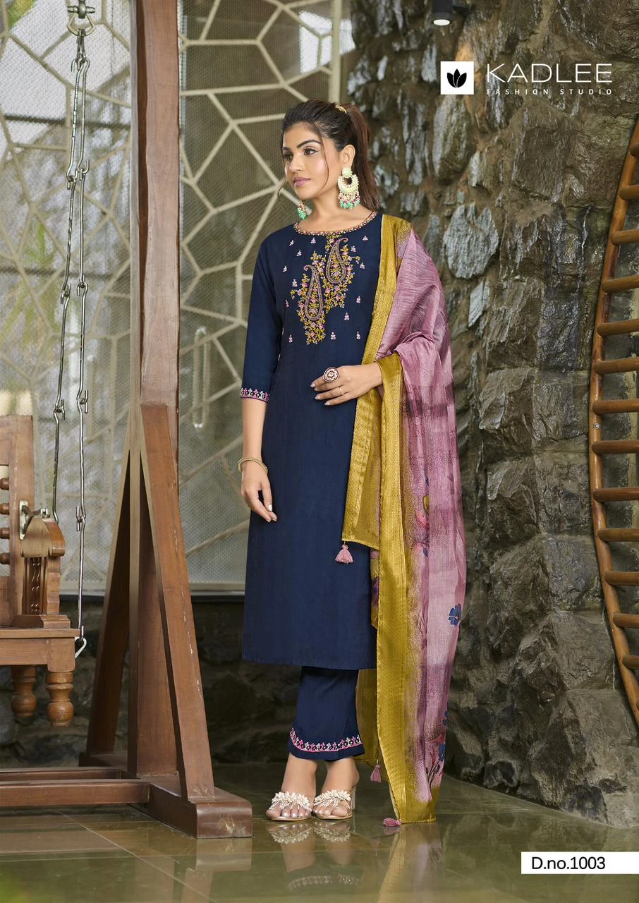 Kadlee Nazakat Viscose Weaving Wholesale Readymade Salwar Suit Catalog — Wholesale Salwar Suits, Kadlee Fashion Studio wholesale from Surat - Gallery Image 3